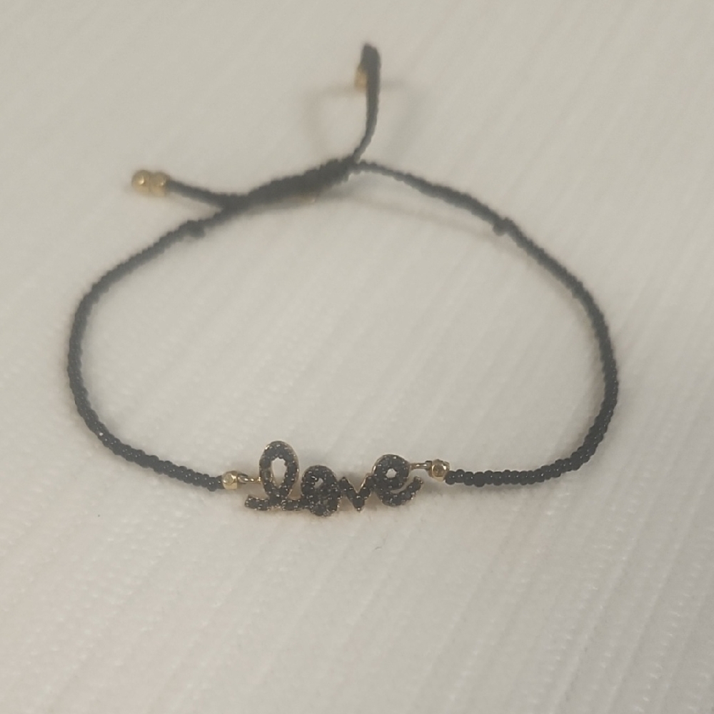 Black "Love" Cord Bracelet